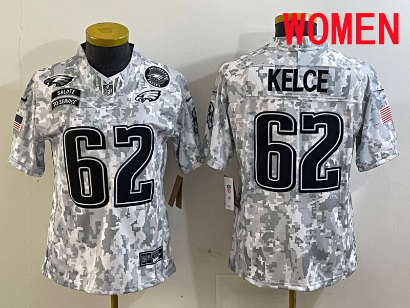 Women Philadelphia Eagles #62 Kelce Nike Arctic Camo 2025 Salute to Service Limited NFL Jersey style 4->philadelphia eagles->NFL Jersey